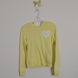 PINK Victoria's Secret Butter Yellow Pullover Heart Hooded Sweatshirt Top  XS